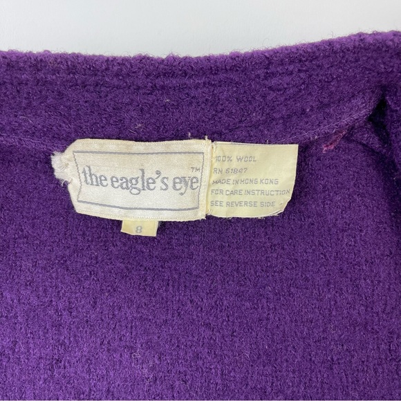 Vintage Eagles Eye Purple Wool Jacket Button Up Boiled Wool Womens Size 8 - Picture 12 of 12
